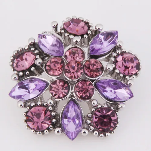 Hot KZ1168 Charm Flower Rhinestone Fashion 18mm snap buttons fit DIY snaps bracelets necklaces jewelry wholesale trendy women | Украшения и