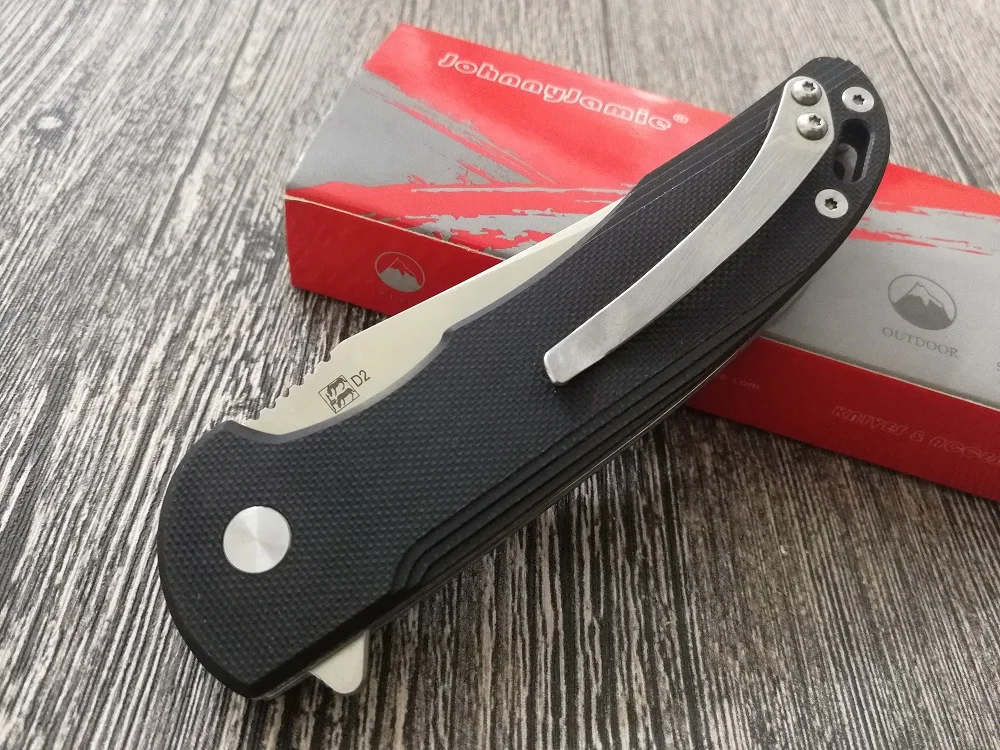 Фирма JohnnyJamie, Persici 1010B, Черная Ручка G10, D2, стальное лезвие, шарикоподшипник, складной нож для выживания, кемпинга, тактические инструменты