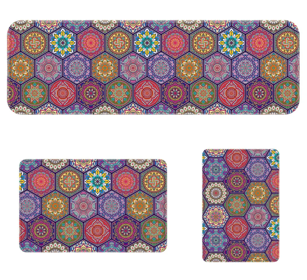 

3D Floral Stone Printed Mats For The Hallway Welcome Home Carpets Water Absorption Floor Mats For Kitchen Bedroom Bedside Rugs