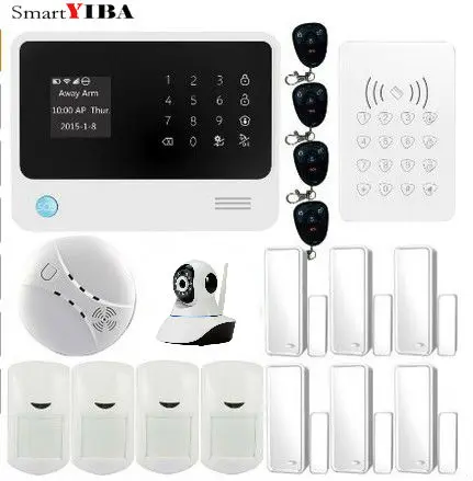 F KIT SmartYIBA Домашняя безопасность Wi-Fi GSM система охранной сигнализации приложение дистанционное управление Испанский Русский Голос видео IP камера Smart Sokcet - Цвет: F KIT