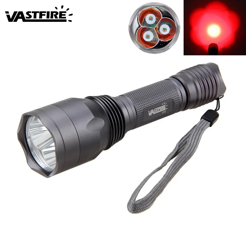 VastFire 900 лм 3x XPE Q5 красный светодиодный тактический фонарь 250 ярдов стросветильник