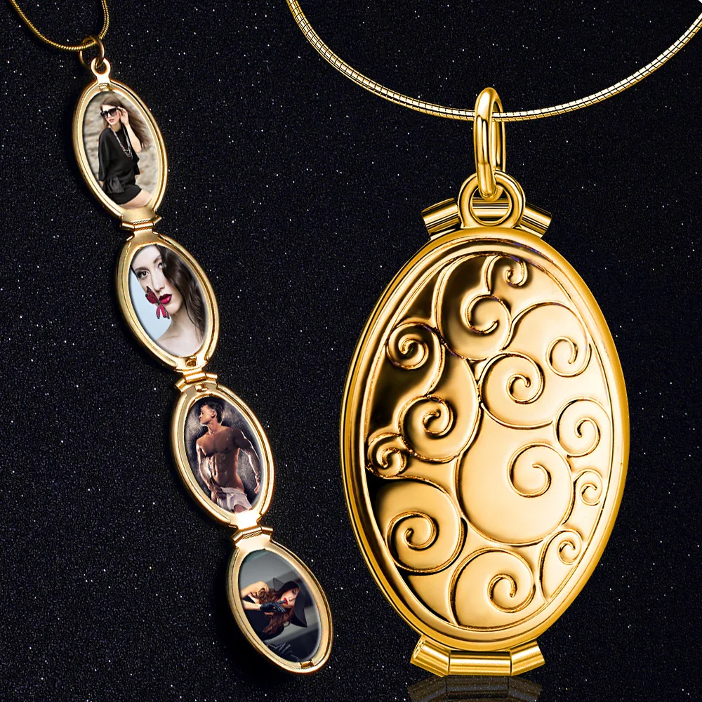 

Retro Silvery/Gold color Photo box Pendant Necklace for Men Women Jewelry Dropshipping Wholesale