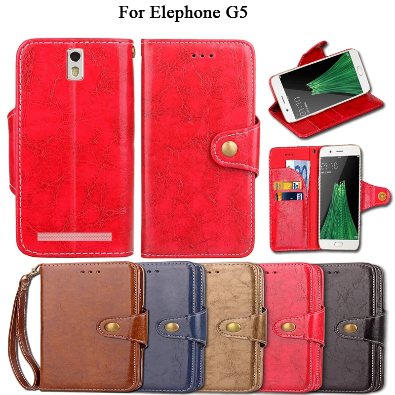 Винтаж флип чехол для Elephone G5 Подставки PU кожа Слот карты бумажник Fundas Coque крышка с