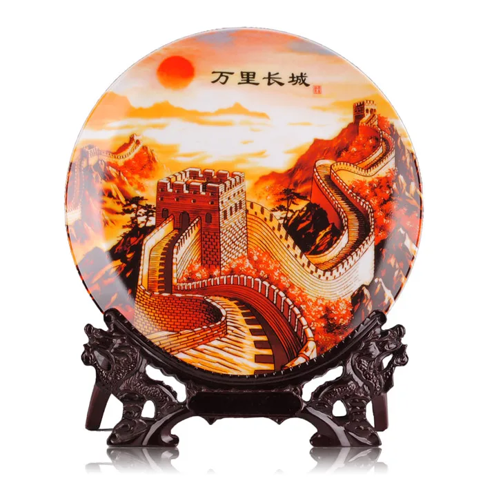 great wall plate Китайская большая настенная керамическая декоративная тарелка для украшения посуды настенная тарелка фарфоровая тарелка - Цвет: great wall plate
