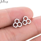 Женские серьги-гвоздики в виде пчелы Jisensp, черные шестиугольные серьги в форме насекомого, подарочные серьги