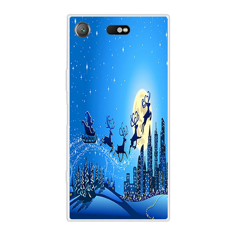 4.6 inch For Sony Xperia XZ1 Compact Back Cover Transparent Silicone Slim TPU Merry Christmas Phone Cases |