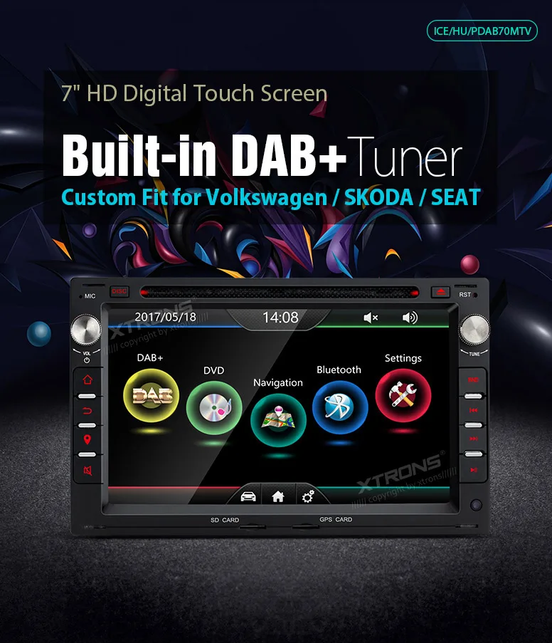 XTRONS 7 ''автомобильный dvd-плеер 2 din радио DAB+ Canbus gps навигация для Volkswage GOLF CITI CHICO LUPO POLO fof PEUGEOT 307 для Skod