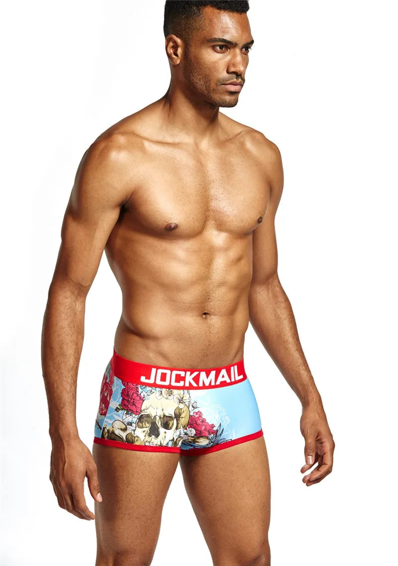 JOCKMAIL, сексуальное мужское нижнее белье, боксеры, игривое, с принтом, для геев, нижнее белье, низкая талия, дышащий, лед, шелк, мультяшный принт, мужские трусы-боксеры