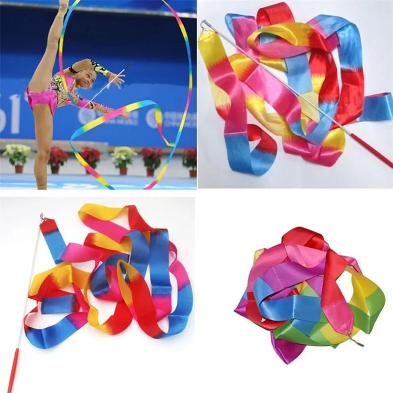 

4m Kids Dance Ribbon Gym Rhythmic Art Gymnastic Ballet Streamer Twirling Rod