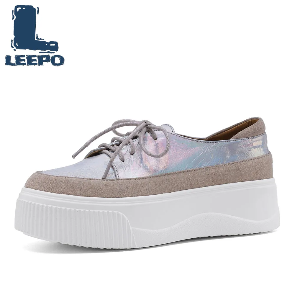 LEEPO/туфли на плоской платформе женские туфли подошве с круглым носком и