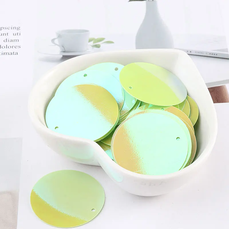 AB Light Green 10 г/упак. 30 мм-50 мм AB Цвет Плоская Круглая свободная тесьма с пайетками для шитья свадебного ремесла, аксессуары для женской одежды - Цвет: AB Light Green