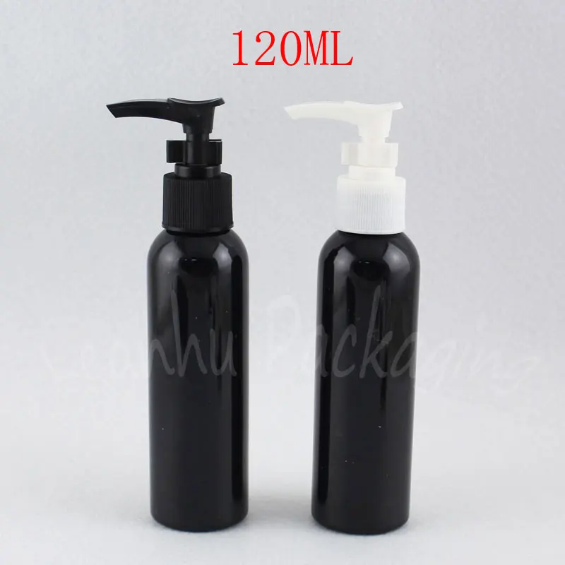 120ML Black Round Shoulder Plastic Bottle With Bayonet Pump , 120CC Empty Cosmetic Container , Shampoo / Lotion Sub-bottling