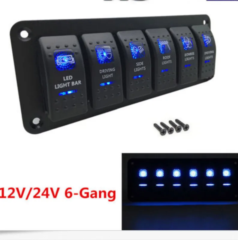 Водонепроницаемый IP65 кулисный переключатель Панель 6 банда 2LED светильник выключатель AC/DC 12 V-24 V экологически чистые для лодки/яхты/автобусов