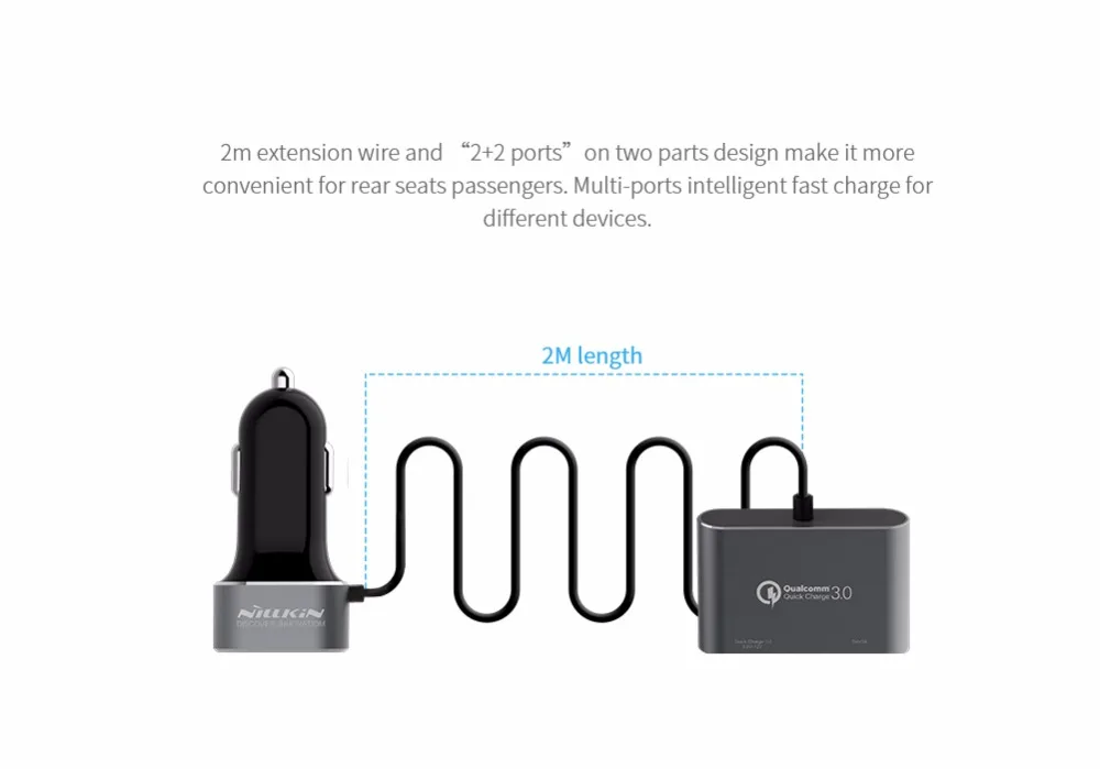 Автомобильное зарядное устройство Nillkin 4 порта двойной тип C USB QC 2 0 3 для iphone 11 Pro Max