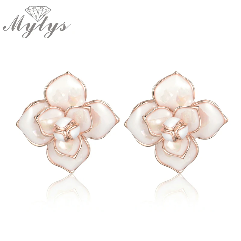 Женские серьги Mytys модные пусеты высокого качества с цветами CE293|flower earrings for