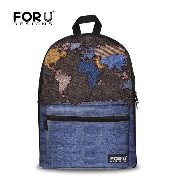FORUDESIGNS женский рюкзак с картой мира винтажный стиль холщовый женская сумка для