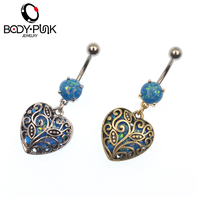 Кольцо для пирсинга тела из нержавеющей стали с голубым опалом|body piercing jewelry|piercing
