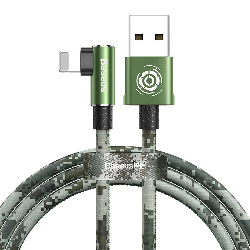 Baseus локоть USB кабель для iPhone Xs Max Xr X 8 7 6 6s Plus 2.4A кабель передачи данных для быстрой зарядки Кабели для мобильных телефонов для iPhone зарядное устройство - Цвет: Amy Green
