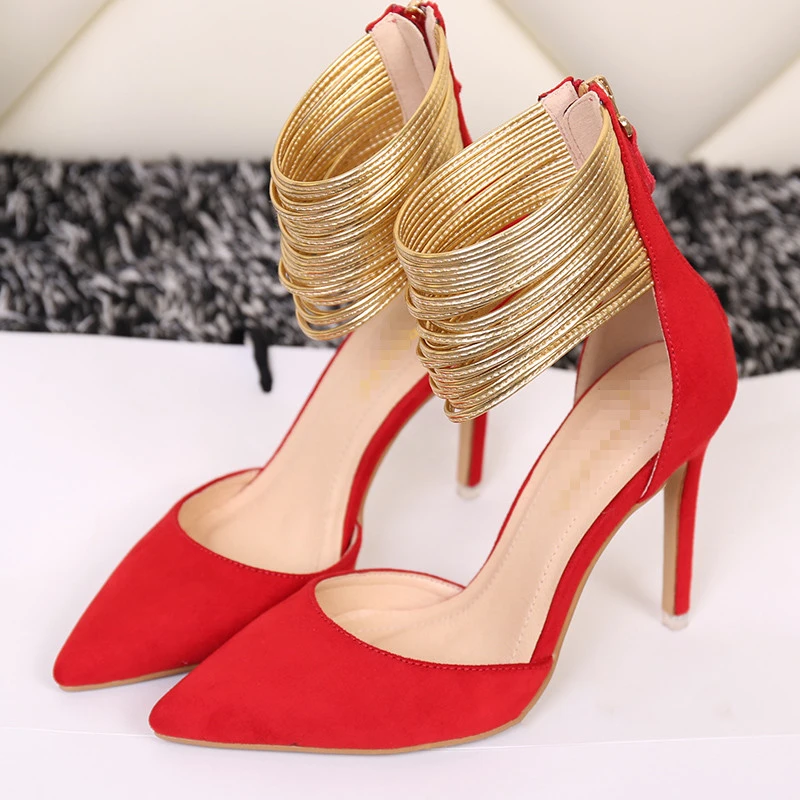 Золотистые туфли с перекрестной шнуровкой и пряжкой на лодыжке женские сандалии