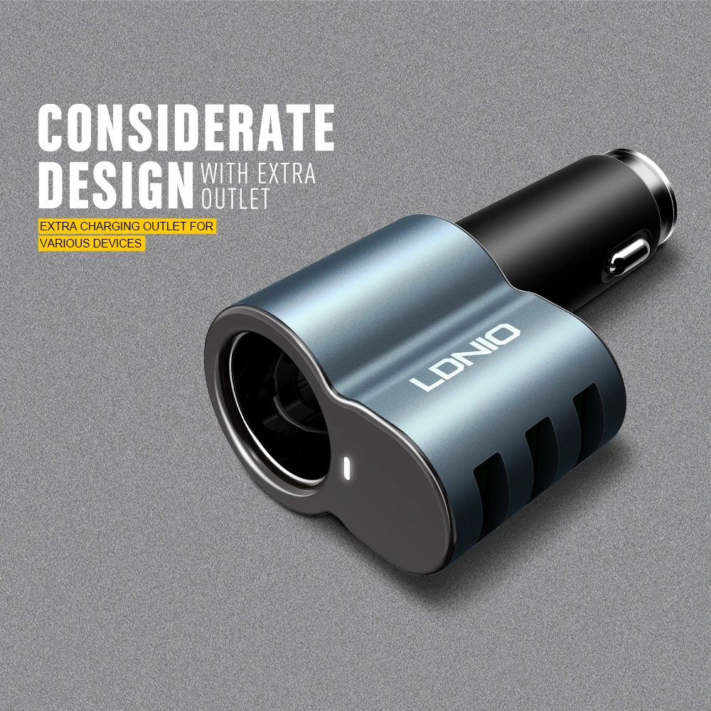 LDNIO оптовая продажа CM11 три порта USB Автомобильное зарядное устройство с 1 гнездом