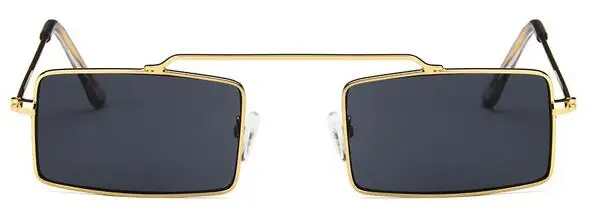 gold gray Винтажные маленькие квадратные женские очки, брендовые дизайнерские металлические ретро узкие прямоугольные тонкие солнцезащитные очки ins для женщин - Цвет линз: gold gray