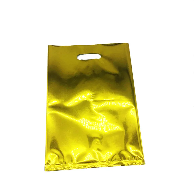 gold 10 шт./лот цвета розового золота пластиковые подарочные пакеты флуоресцентные цветные тематические пластиковые мешки для конфет цвета розового золота - Цвет: gold