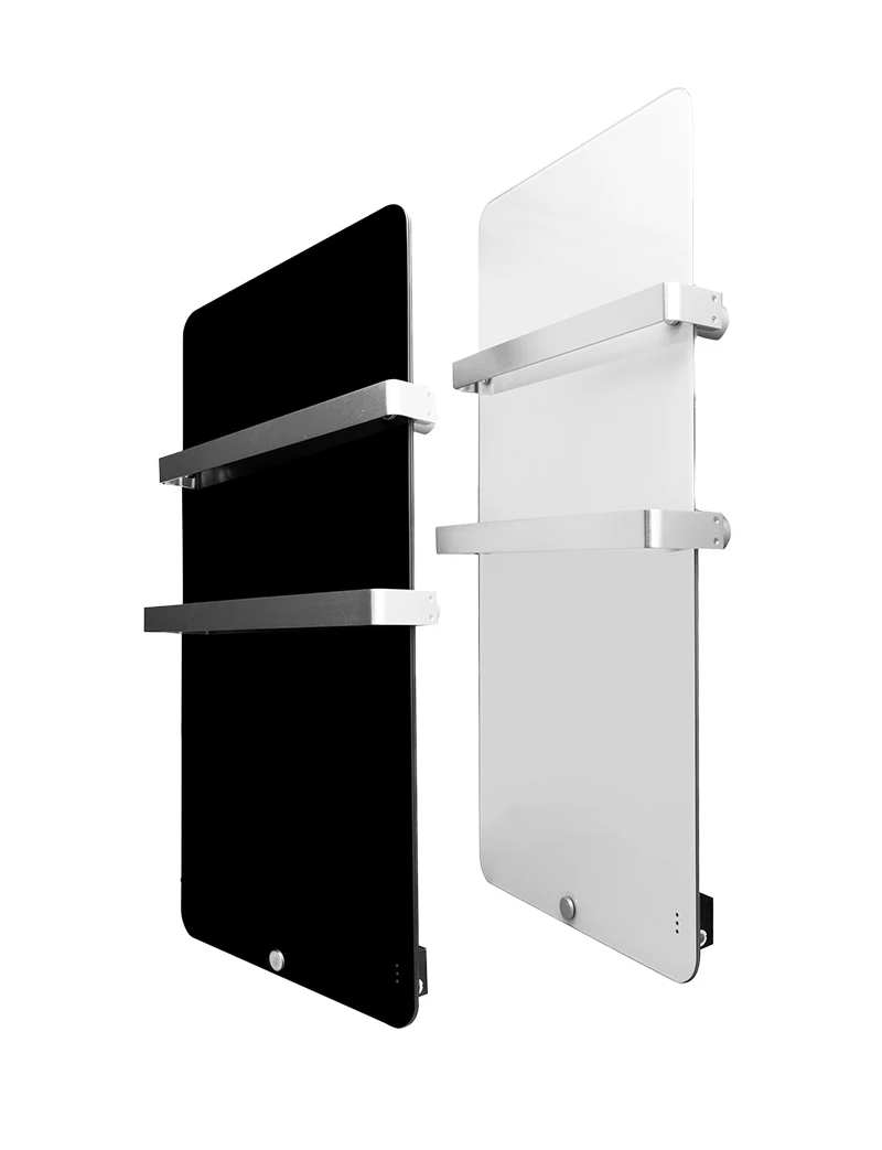 

Vertical wall mounted Electric Bathroom Radiator panel with Two Towel Rails