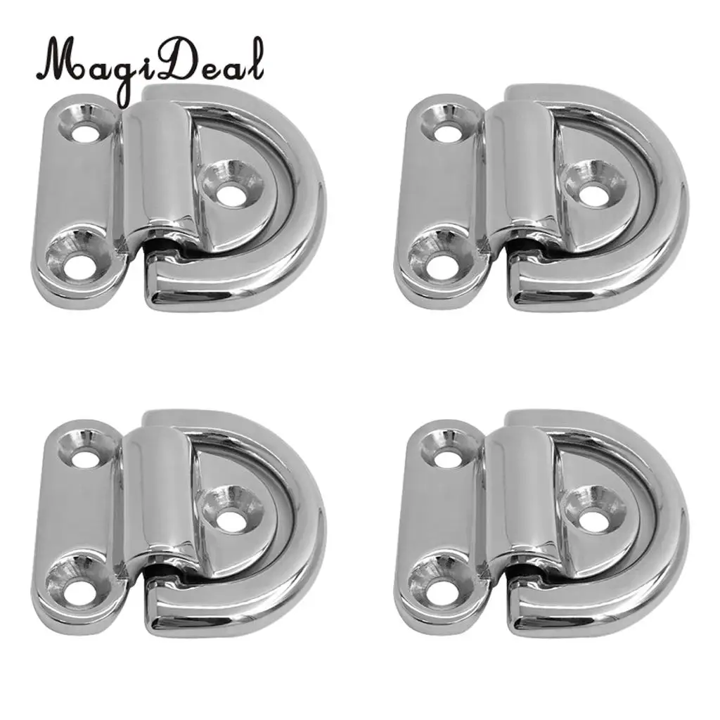 

4pcs 316 Stainless Steel Marine Boat Folding Pad Eye for Truck Tie Down Pad Trucks Van Trailers Horsebox Rope Accessories