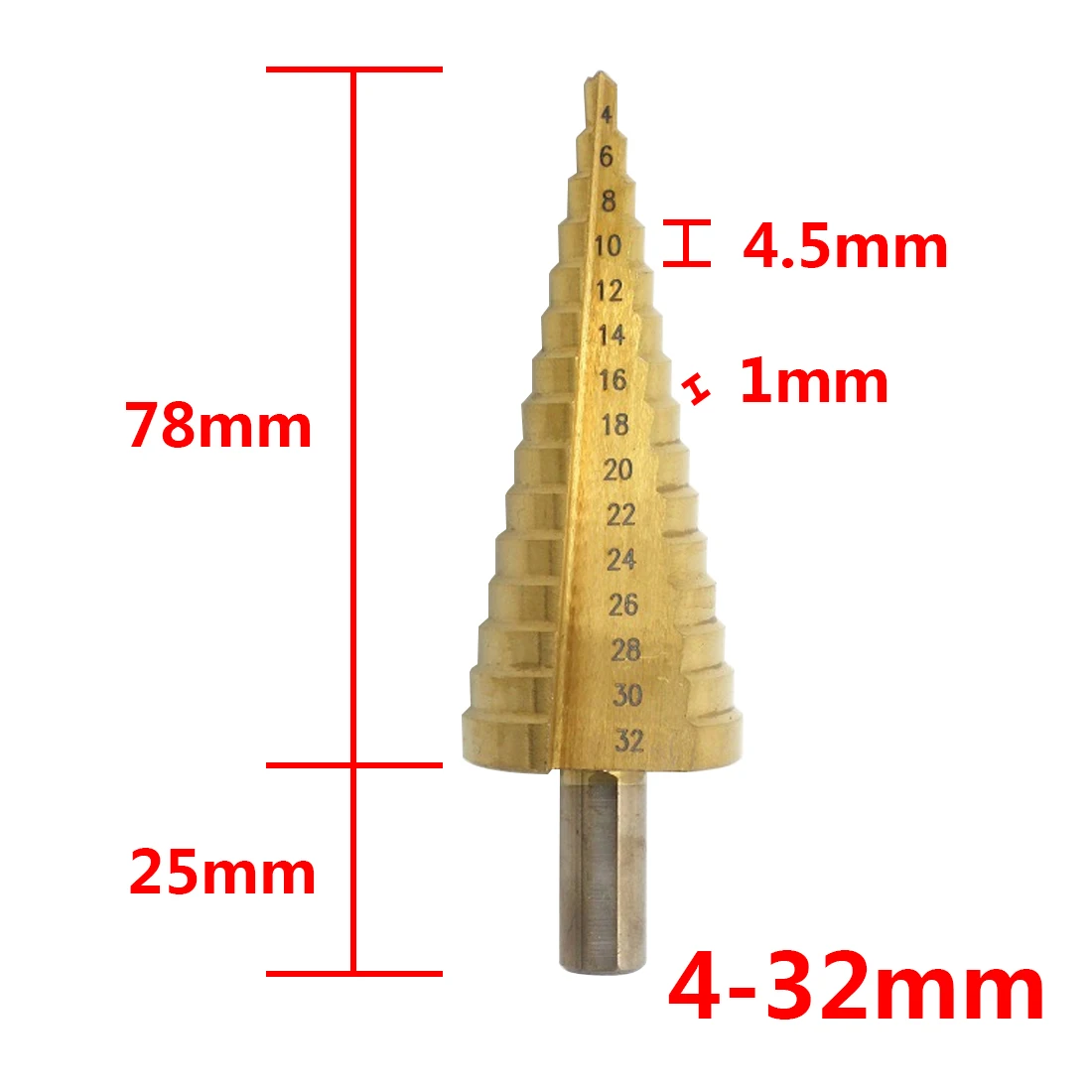 

1Pc 4-32mm HSS Steel Titanium Step Drill Bits Step Cone Cutting Tools Steel Woodworking Wood Metal Drilling