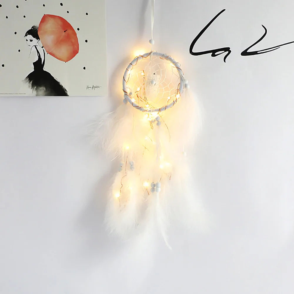 Домашний декор 20LED Ловец снов 2 м освещение Девушка номер колокольчик бисер с