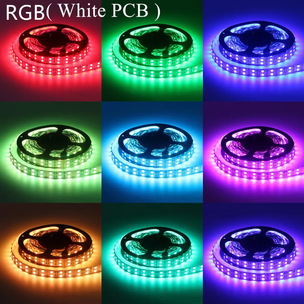 5050 RGB Светодиодная лента Водонепроницаемый DC1 2V 120 светодиодов/m Черный PCB Белый