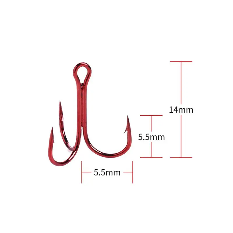 14x5.5mm 20 шт./компл. рыболовный крючок Красный тройной крючки колючие острые снасти из высокоуглеродистой стали аксессуары 4#6#8#10 - Цвет: 14x5.5mm