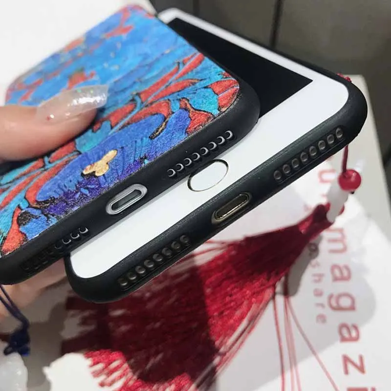 JIBAN китайский стиль дворца кисточкой чехол для iPhone X XS XR XSMAX 6 6s плюс 7 plus 8 Мягкая