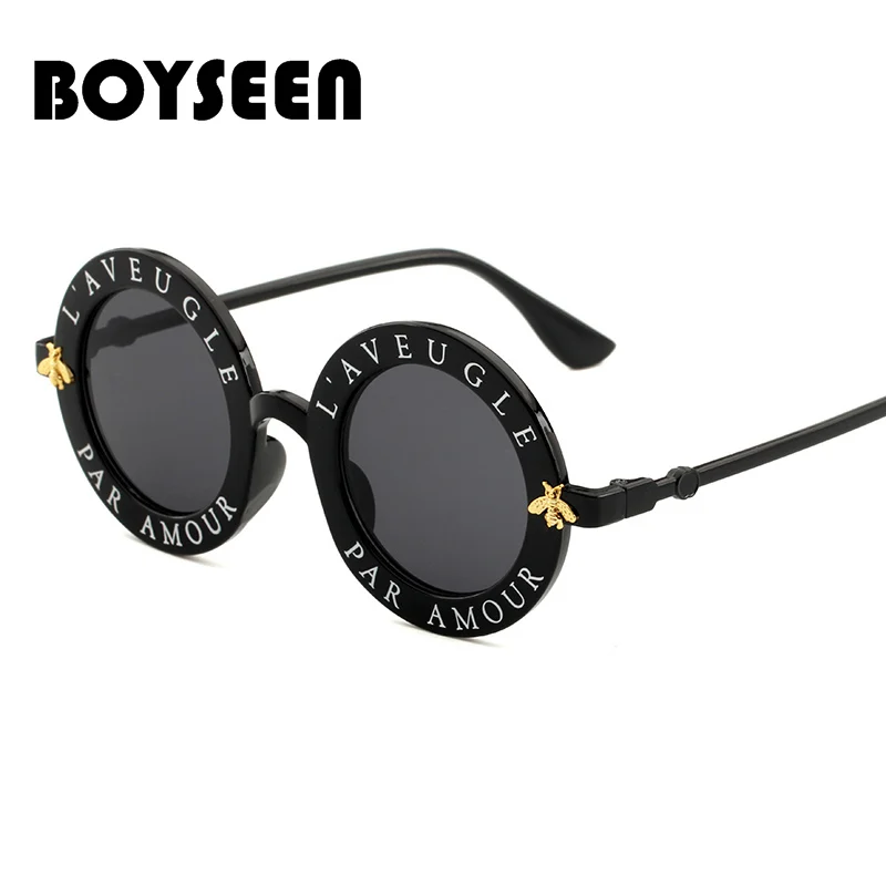

BOYSEEN Retro Round Sunglasses English Letters Sun Glasses Men Women Brand Glasses Designer Fashion Male Female 15981