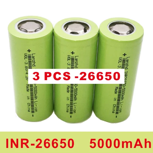 3 pcs 1-8 шт Новинка 26650 перезаряжаемая батарея 50A литиевая батарея 3,7 V 5000mA 26650 50A INR26650 батарея 26650 подходит для фонарика - Цвет: 3 pcs