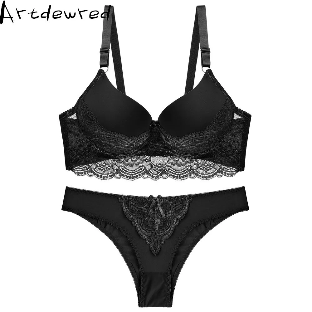 women's sexy underwear set lace lingerie push up plus size bra of linen red and panty bralette | Женская одежда