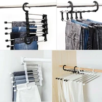 2021 newest fashion 5 in 1 pant rack shelves stainless steel clothes hangers multi functional wardrobe hot sale amazing hanger