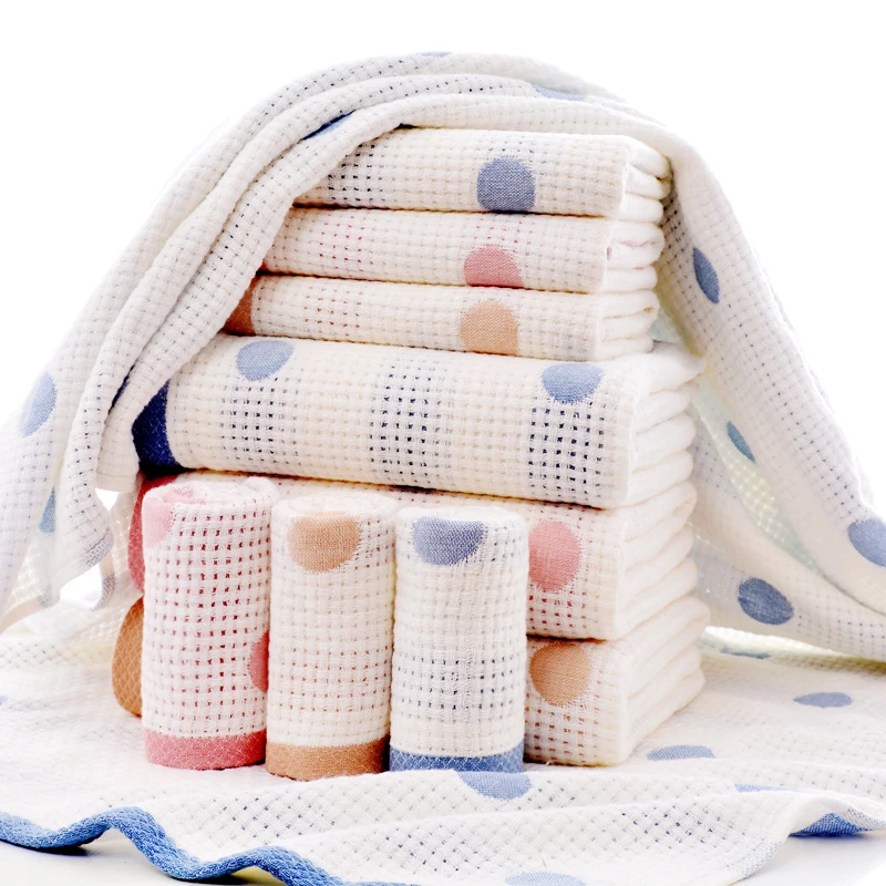 3-size Multipurpose Towels For Adult Kids Dot Pattern 100%Cotton Breathable Square Scarf/Face Towels/Bath Towel toalhas de banho | Дом и сад