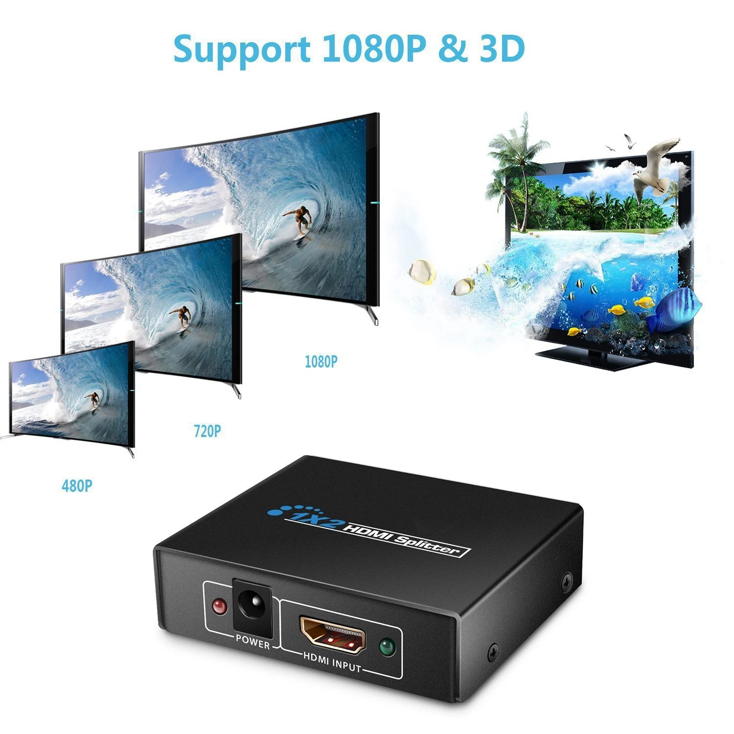 MOOL 1X2 HDMI сплиттер версии 1 4 мощный двойной монитор для Full HD 1080P Поддержка 3D (один