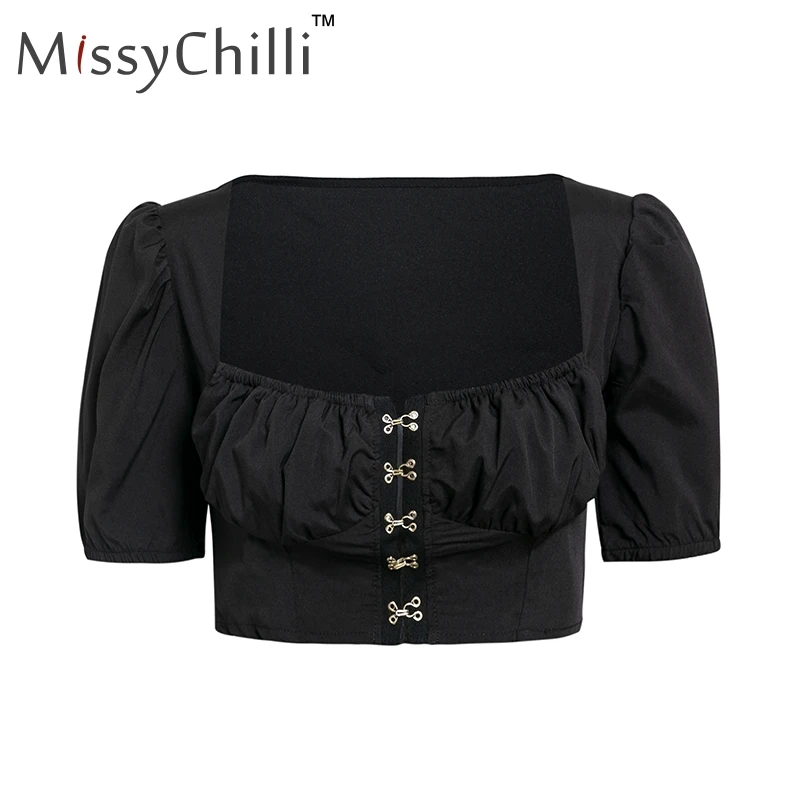 MissyChilli, сексуальные, белые, черные, вечерние, короткий топ, женский, готический, летний, пляжный, майка, женский, для фитнеса, летний, короткий рукав, топы, фестиваль - Цвет: Черный