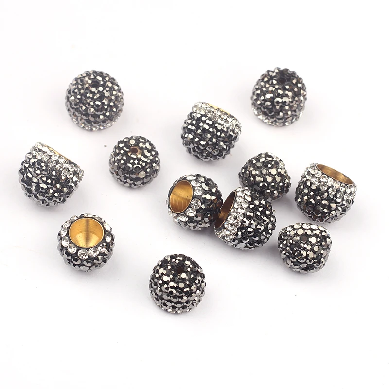 10 шт./лот бусины с инкрустацией стразами для изготовления ювелирных украшений