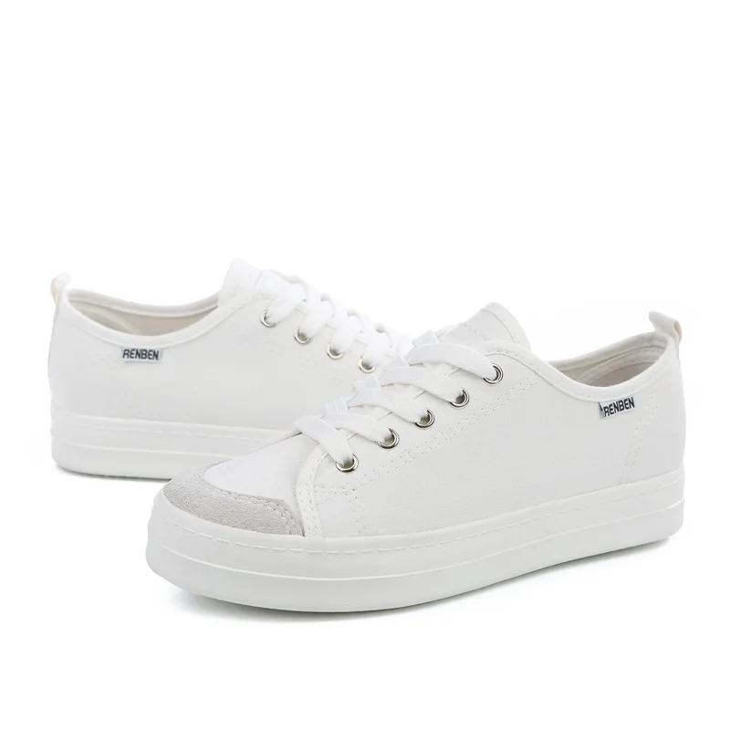 Классические Женские однотонные белые кроссовки на плоской подошве