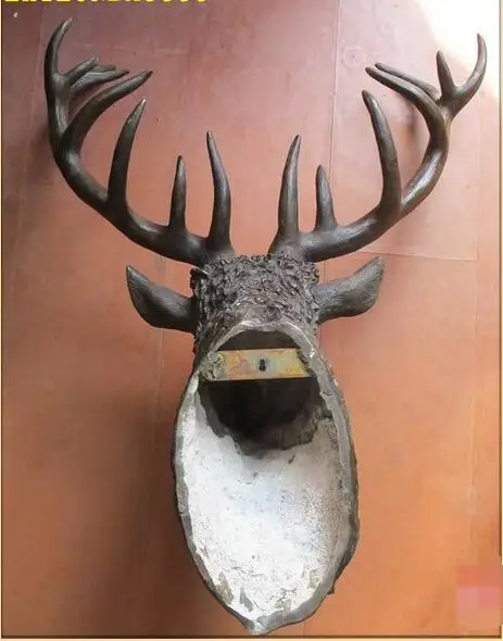 30 &quotЗападная Стена висячая художественная Чистая Бронзовая статуя голова оленя