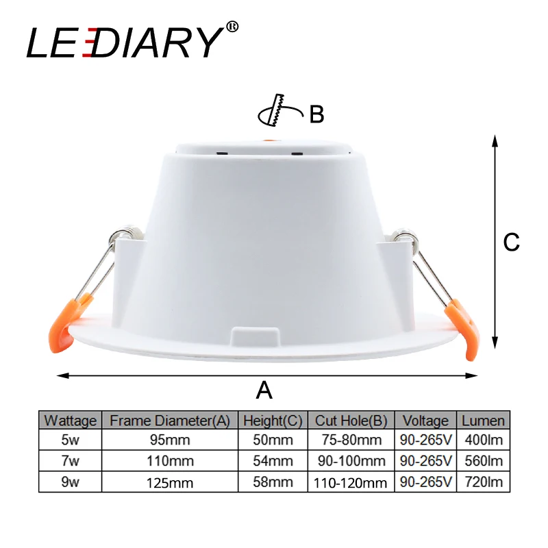 LEDIARY-luces LED descendentes inteligentes, Sensor de Radar, 75mm, agujero de corte 110-220V, 5W, 7W, 9W, lámpara empotrable de techo para Sensor de garaje para pasillo o baño