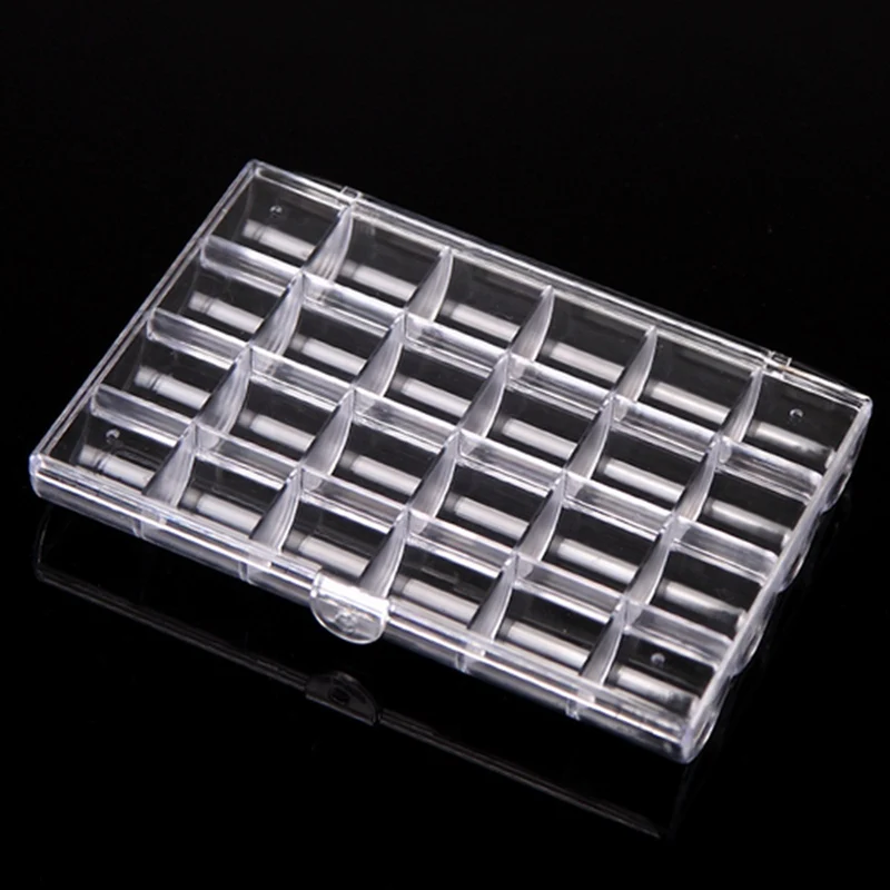 24 Grids Plastic Empty Nail Storage Box Organizer Case Clear Transparent Art Rhinestone Tips Jewelry Beads Container | Красота и