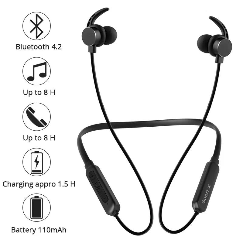 Наушники беспроводные Bluetooth наушники Магнитная гарнитура с микрофоном водонепроницаемые спортивные наушники для телефона Xiaomi Meizu Gaming