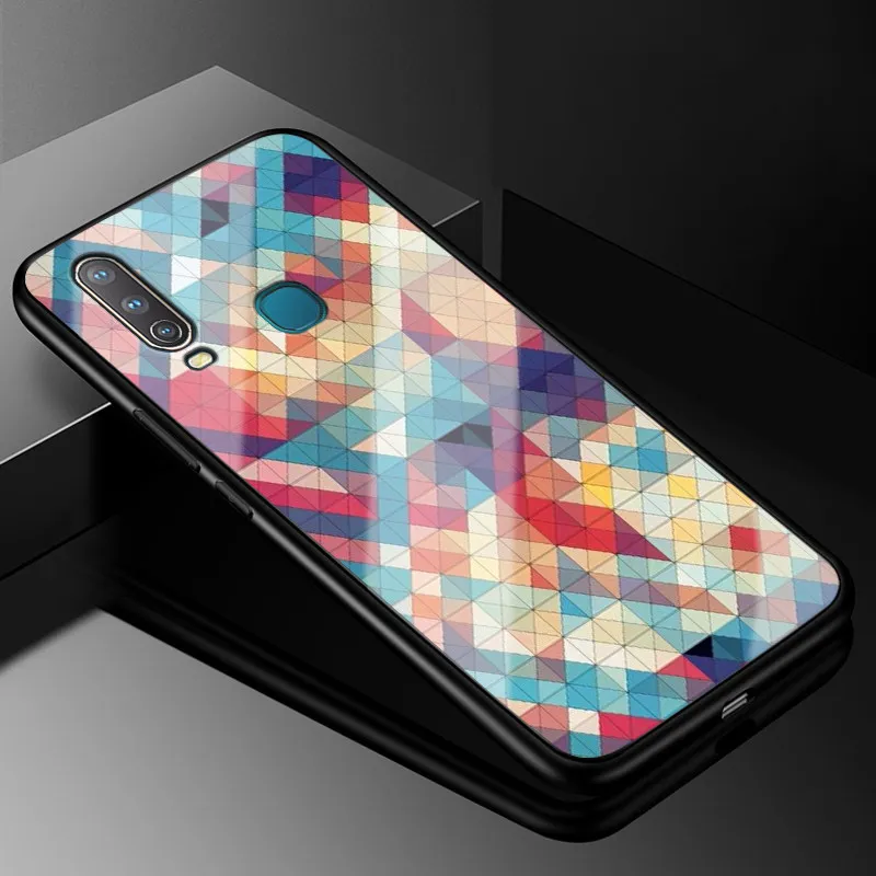 03 ДЛЯ VIVO Y17 чехол PC Пластиковый стеклянный чехол для телефона черный ТПУ бампер чехол для Vivo Y17 Y 17 Y15 Vivo 1902 Y12 Y3 Y 12 чехол - Цвет: 03