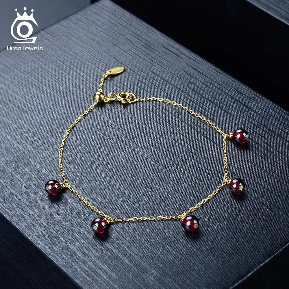 Женские браслеты ORSA JEWELS из серебра 925 пробы с бусинами натурального красного