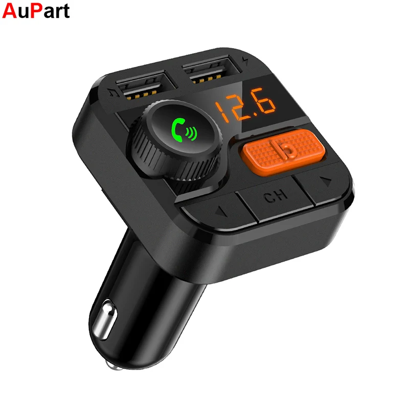 Автомобильное радио fm передатчик бас Музыка Bluetooth V5.0 2.4A + 1.0A быстрое зарядное