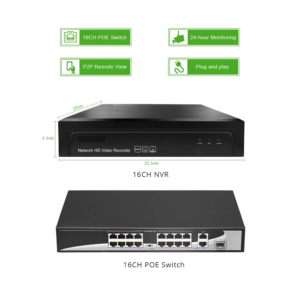 16ch 2MP POE Комплект H.265 система видеонаблюдения безопасности NVR 1080P наружная Водонепроницаемая ip-камера 48 в POE переключатель наблюдения DIY G. Craftsman